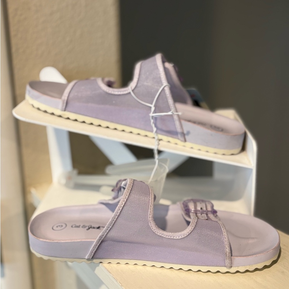 Cat & Jack Kaia Mesh Footbed Sandals Flip Flops Girls Youth Size 3Y Purple - Picture 2 of 6